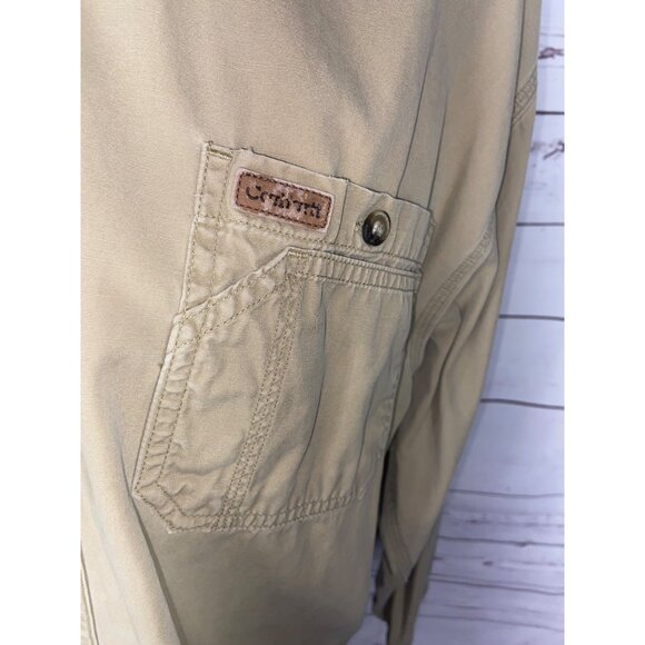 Carhartt Men Khaki Large Distressed Button-Up Shirt Cotton Long Sleeve - Picture 7 of 9